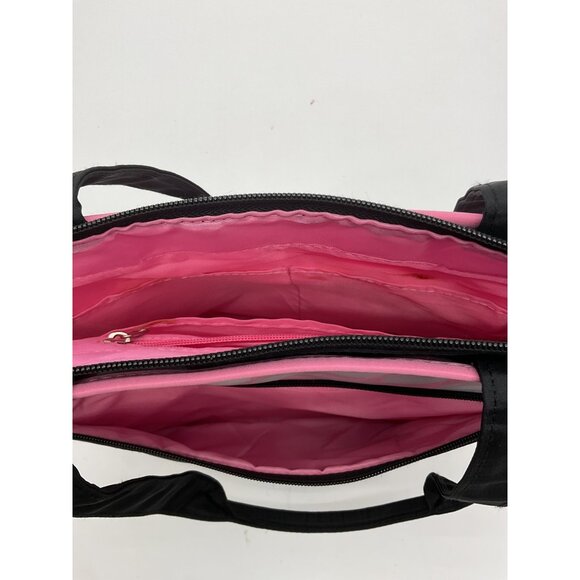 Disney Minnie Mouse Pink & Black Polka Dot Tote Bag Zipper Closure Side Pockets - Picture 7 of 7